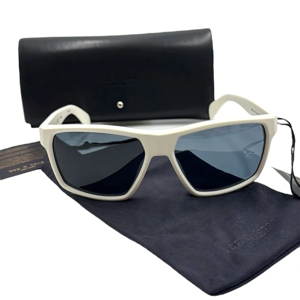 rag & bone 58mm Matte White Rectangular Sunglasses